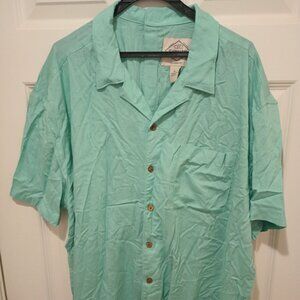 NWT Men's St. John's Bay Green XL Button Down Short Sleeve Summer Shirt Mans WOW